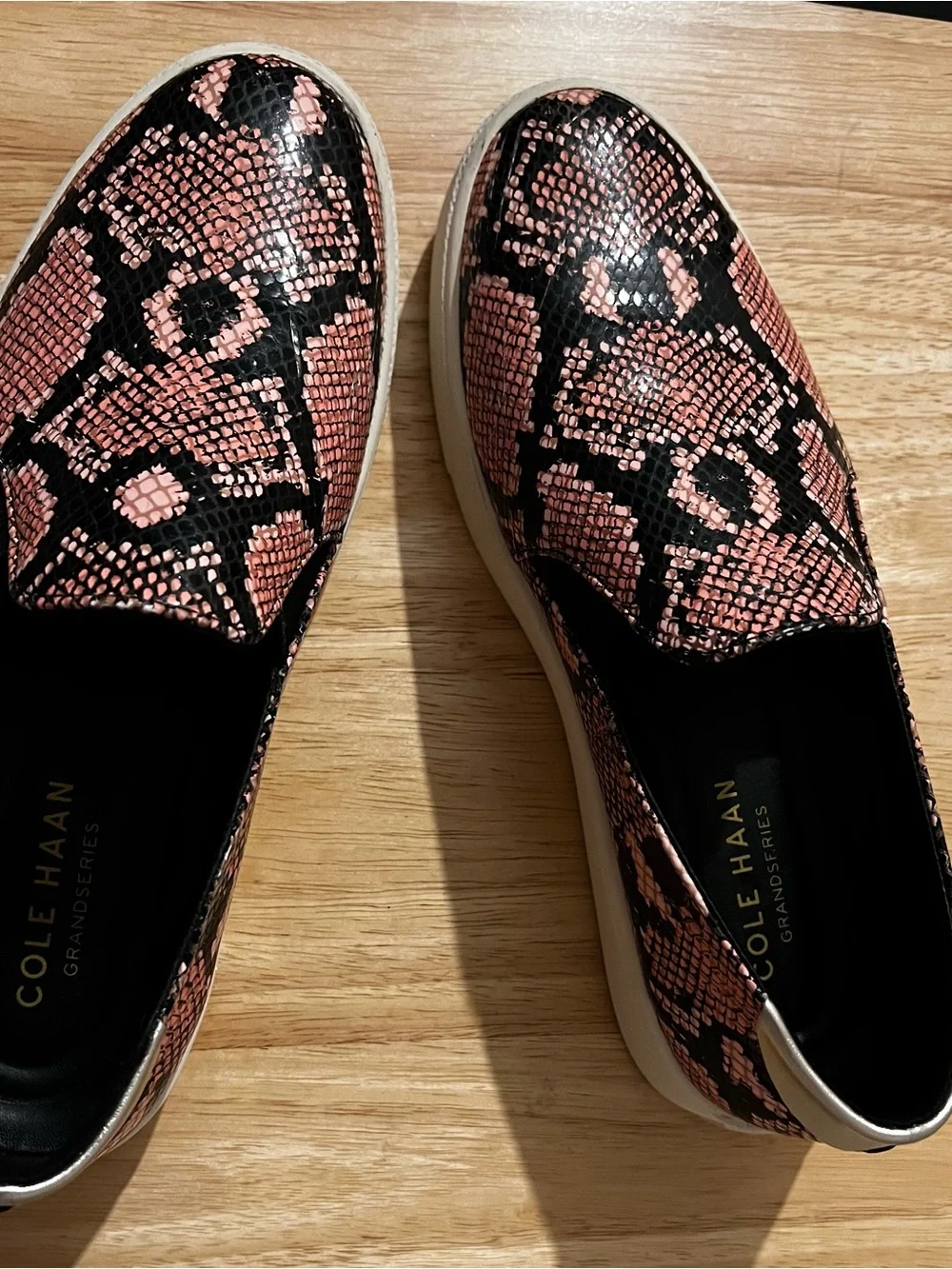 Cole Haan Pink and Black Snake-Print Slip-On Sneakers